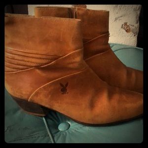 Vintage Playboy Bunny Stamped Short Leather Boots